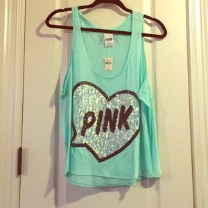 VS PINK sequin pop art slightly cropped tank